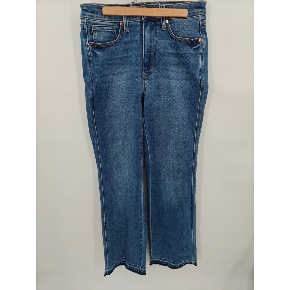 Judy Blue Slim Bootcut Jeans High Rise Raw Hem Medium Wash JB88626 Size 7/28
